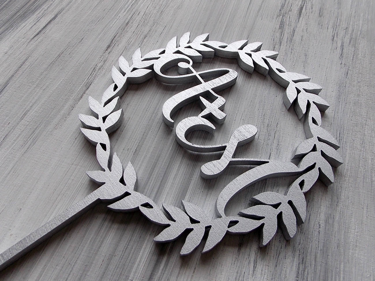 Monogram Cake Topper - Wedding Wreath Cake Topper