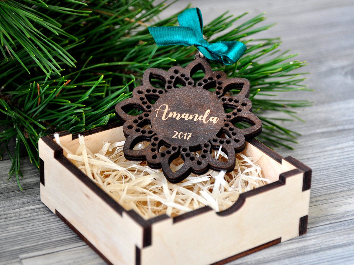 Custom Snowflake Christmas Ornament in Gift Box