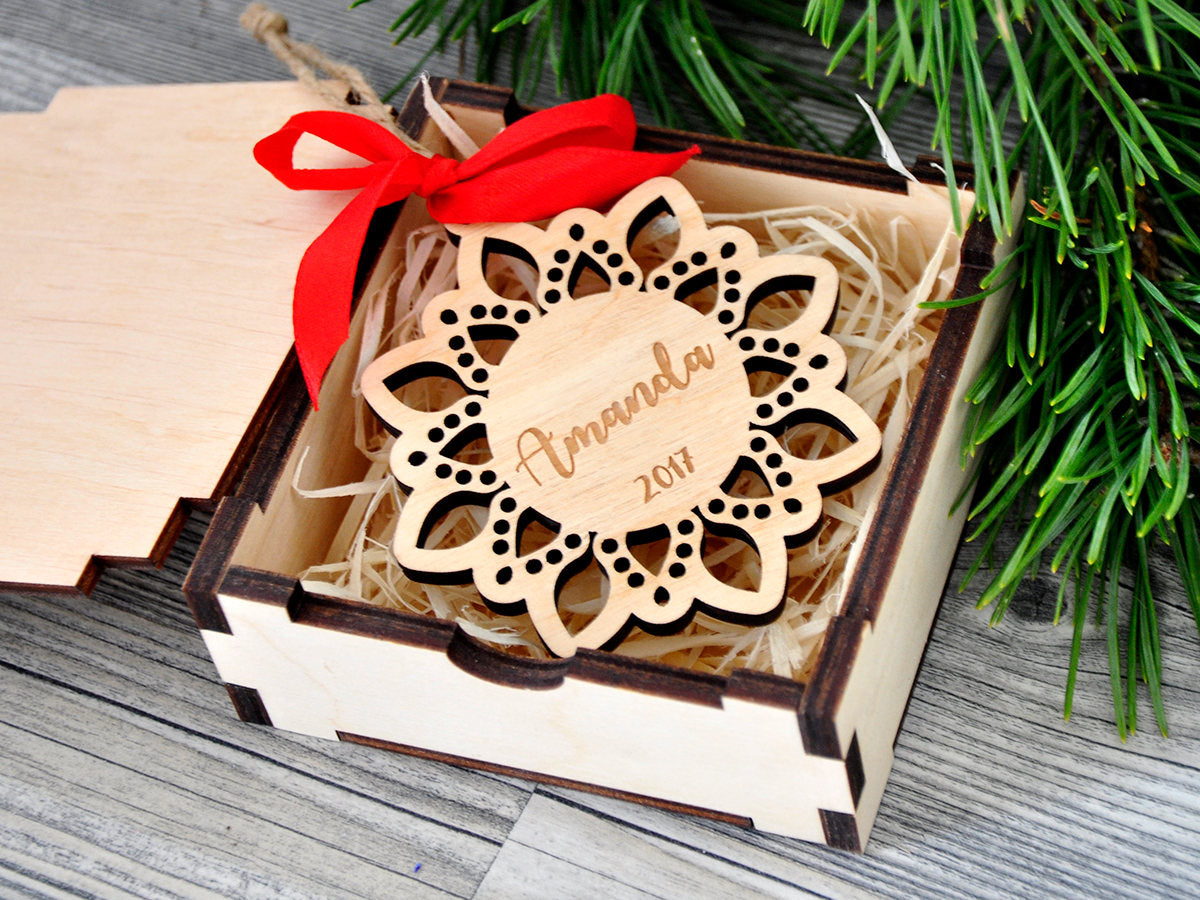 Custom Snowflake Christmas Ornament in Gift Box