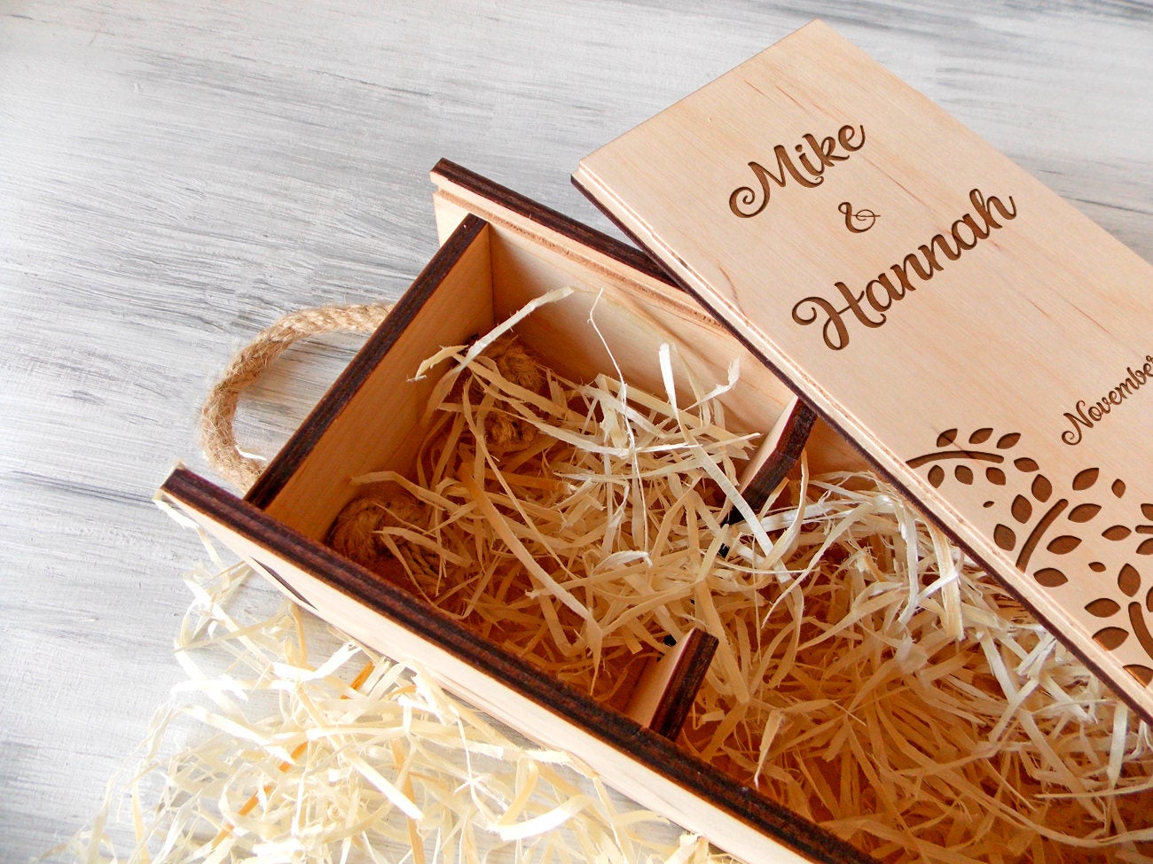 Personalized Wine Box - Rustic Wedding Gift