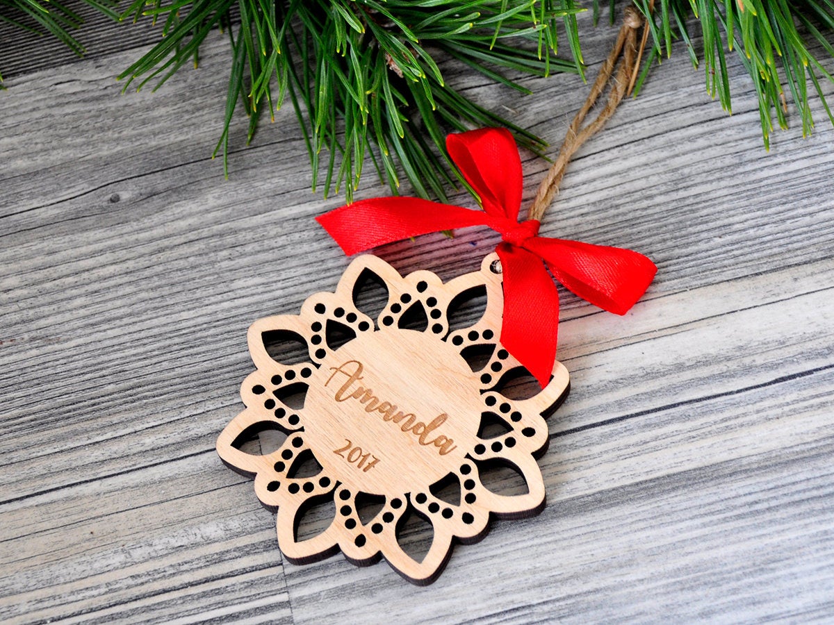 Custom Snowflake Christmas Ornament in Gift Box