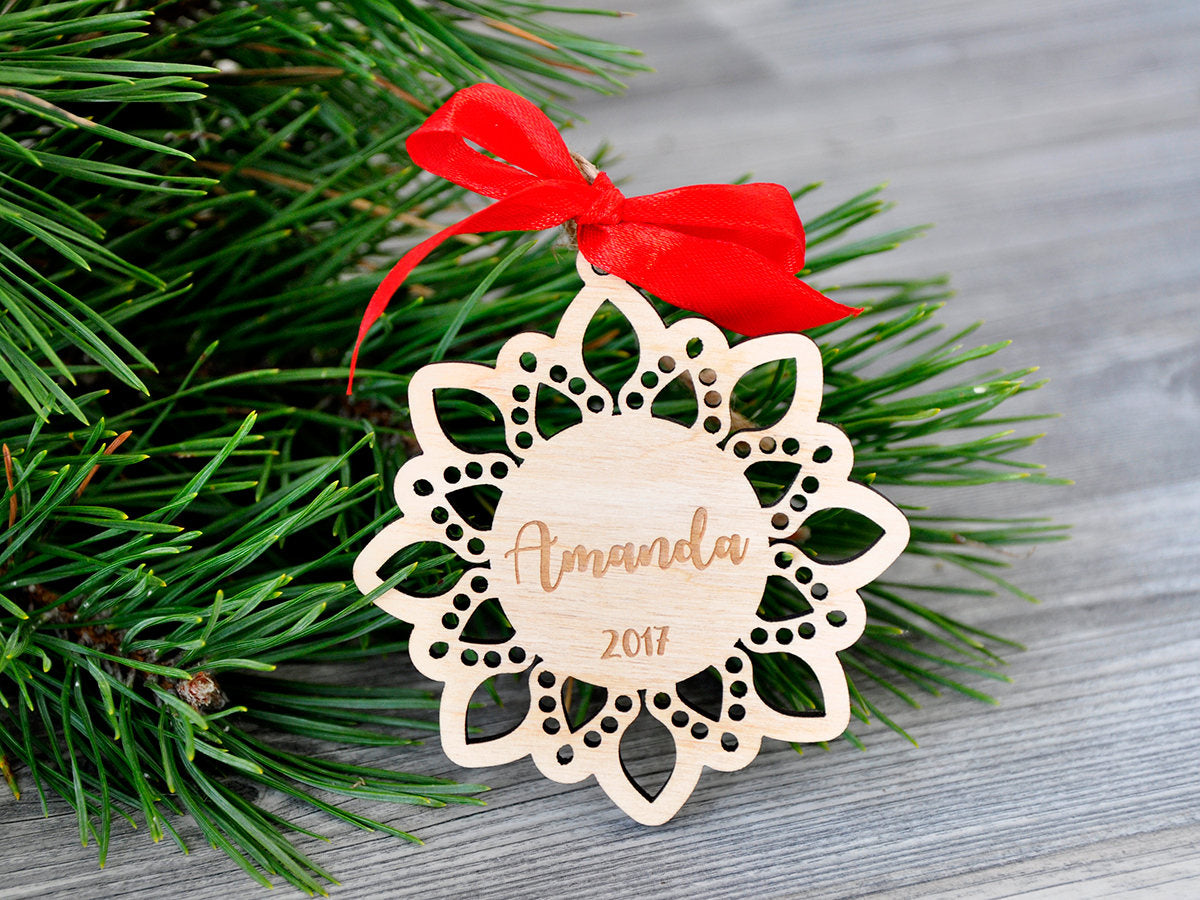 Custom Snowflake Christmas Ornament in Gift Box