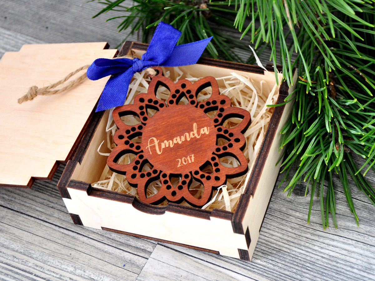 Custom Snowflake Christmas Ornament in Gift Box