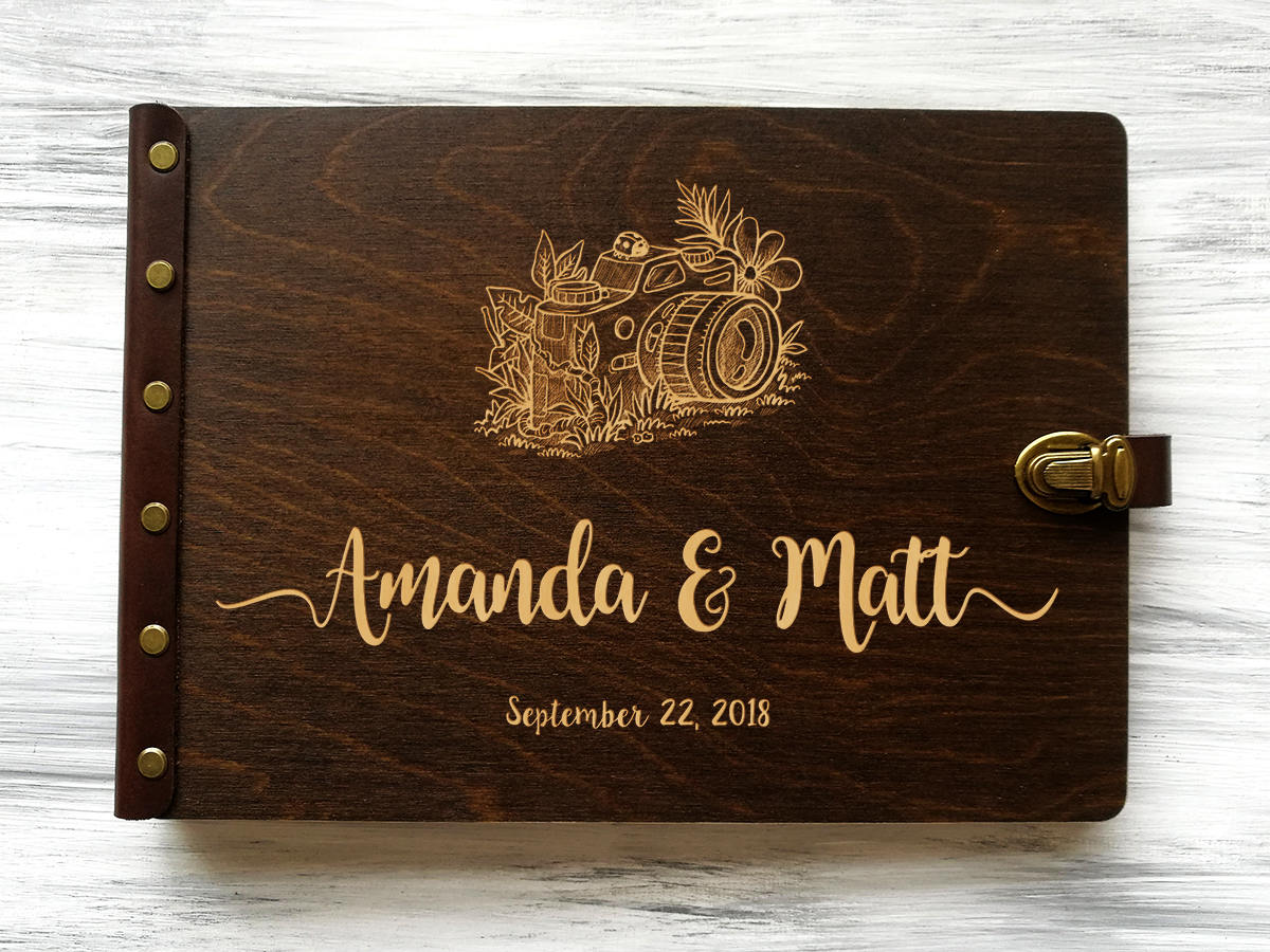 Personalized Travel Photo Album - Wood Travel Gift Ideas