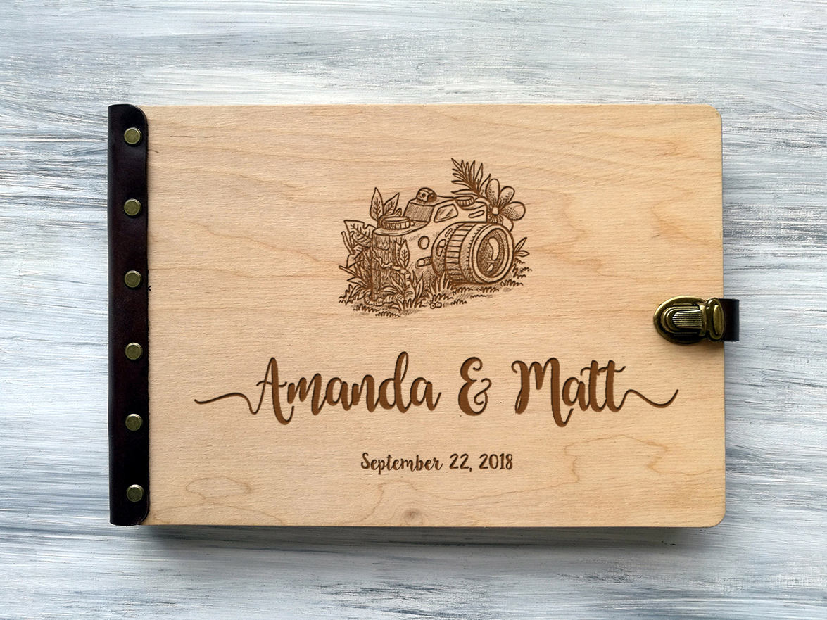 Personalized Travel Photo Album - Wood Travel Gift Ideas