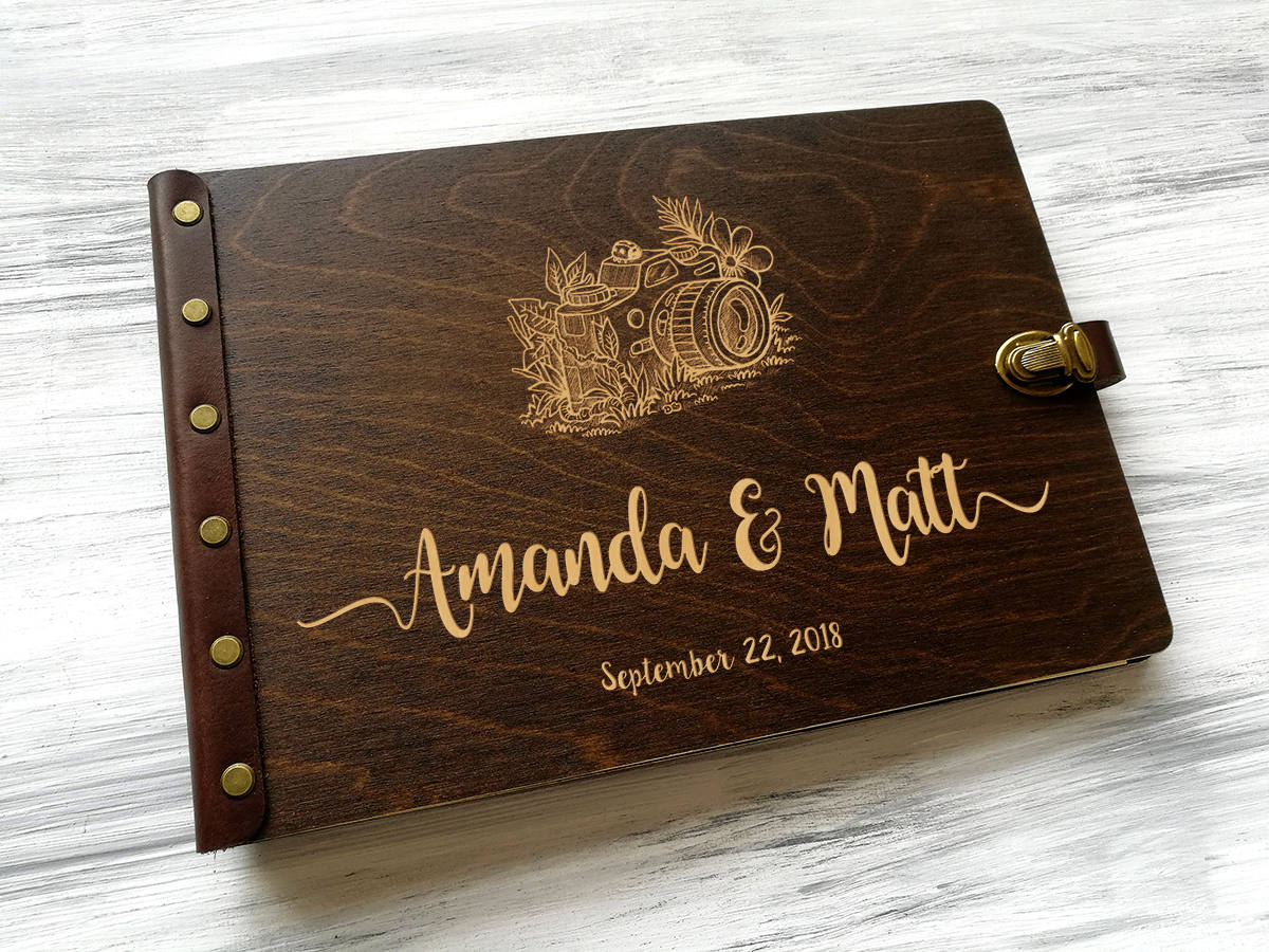 Personalized Travel Photo Album - Wood Travel Gift Ideas