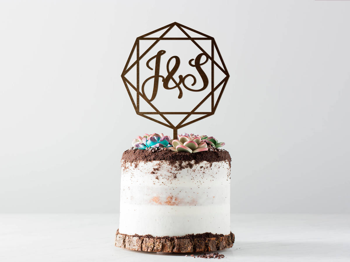 Geometric Wedding Cake Topper - Anniversary Cake Topper