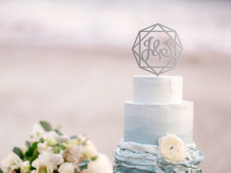 Geometric Wedding Cake Topper - Anniversary Cake Topper