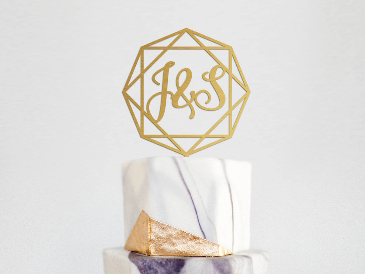 Geometric Wedding Cake Topper - Anniversary Cake Topper