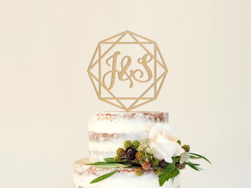 Geometric Wedding Cake Topper - Anniversary Cake Topper