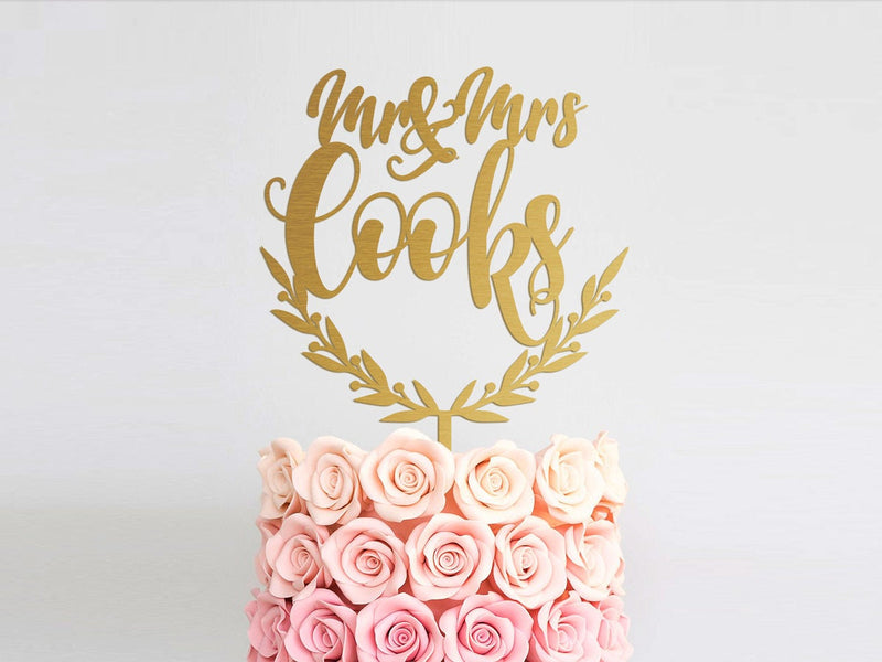 Rustic wedding cake topper - Mr and Mrs modern topper