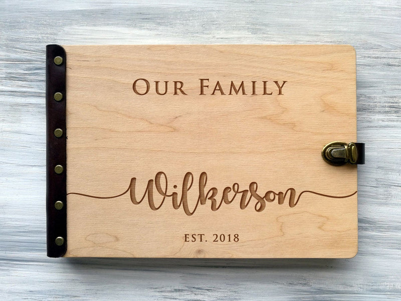Wooden Photo Album With Engraved, Personalized Wedding Photo Album, Minimal  Scrapbook, Baby Memory Book, Anniversary Gift for Parents 
