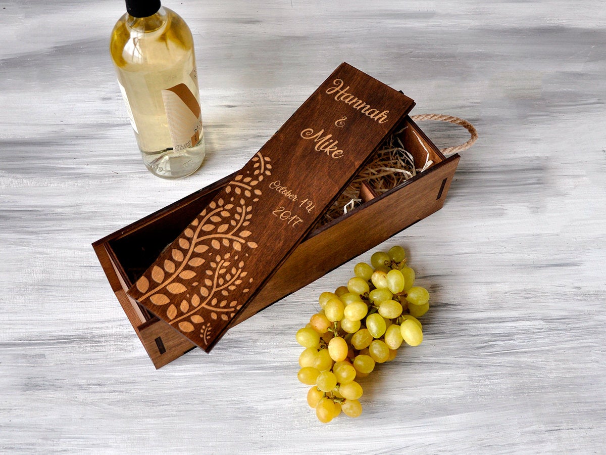 Personalized Wine Box - Rustic Wedding Gift