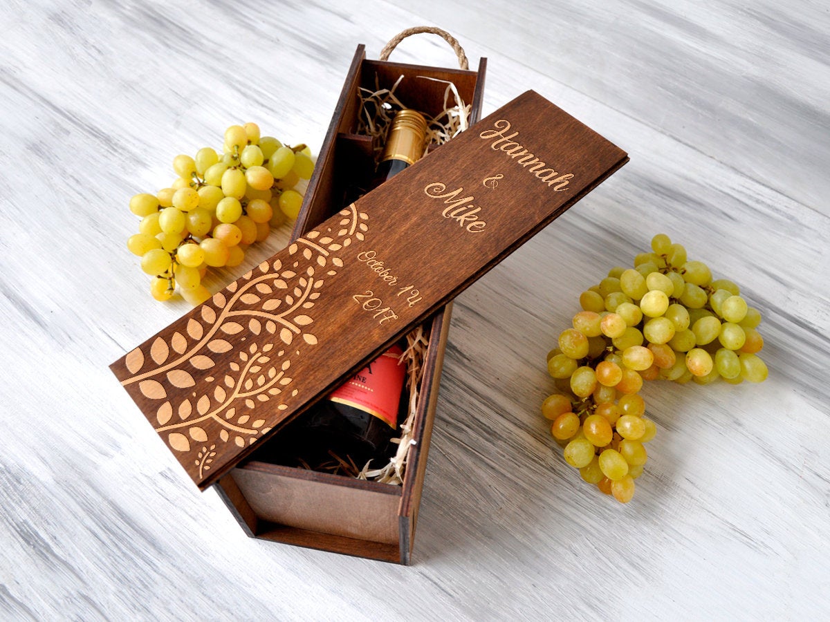 Personalized Wine Box - Rustic Wedding Gift