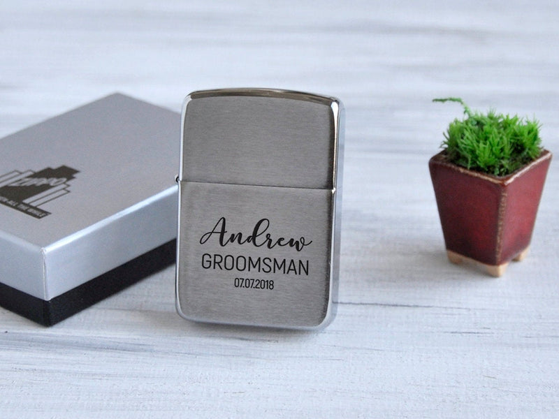 Sterling Silver Engraved Zippo, Personalized Custom Silver Lighter for  Groomsmen, Fathers Day Gift
