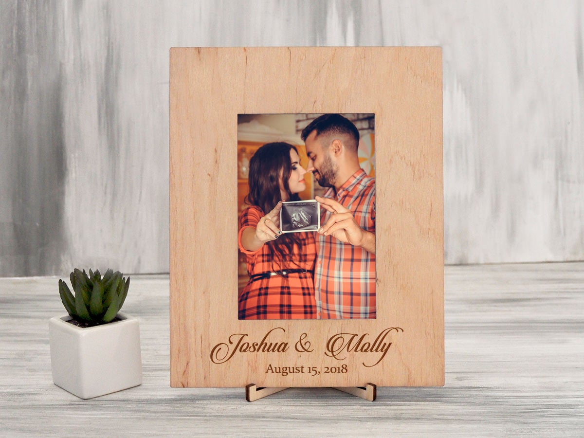 Rustic Wood Frame - Personalized Gift for New Family