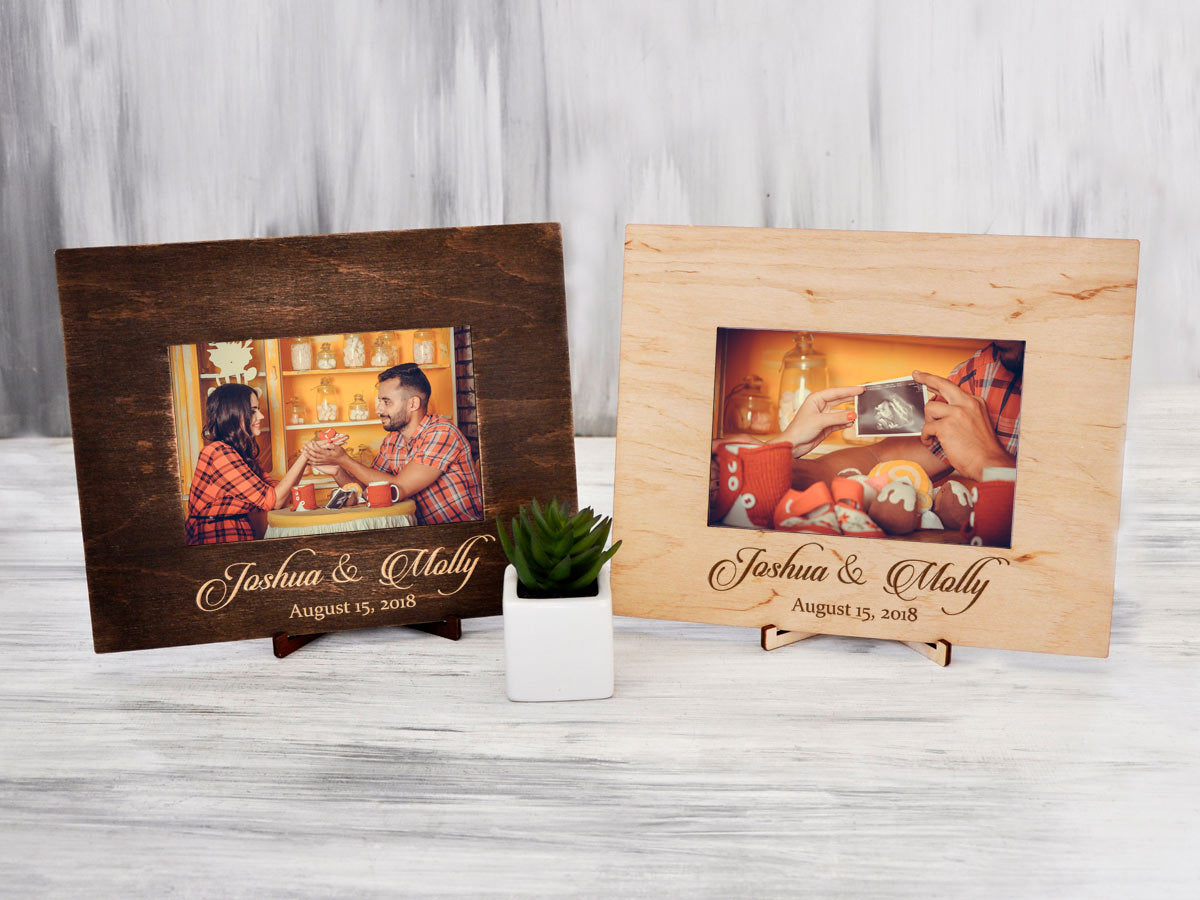 Rustic Wood Frame - Personalized Gift for New Family