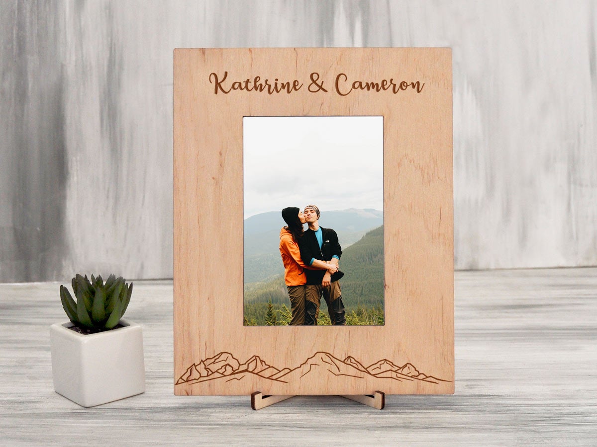 Custom Picture Frame with Mountains - Anniversary Gift