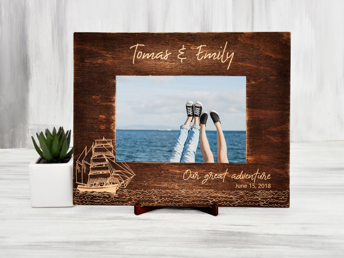 Sea Travels Photo Frame - Destination Wedding Gift for Couple