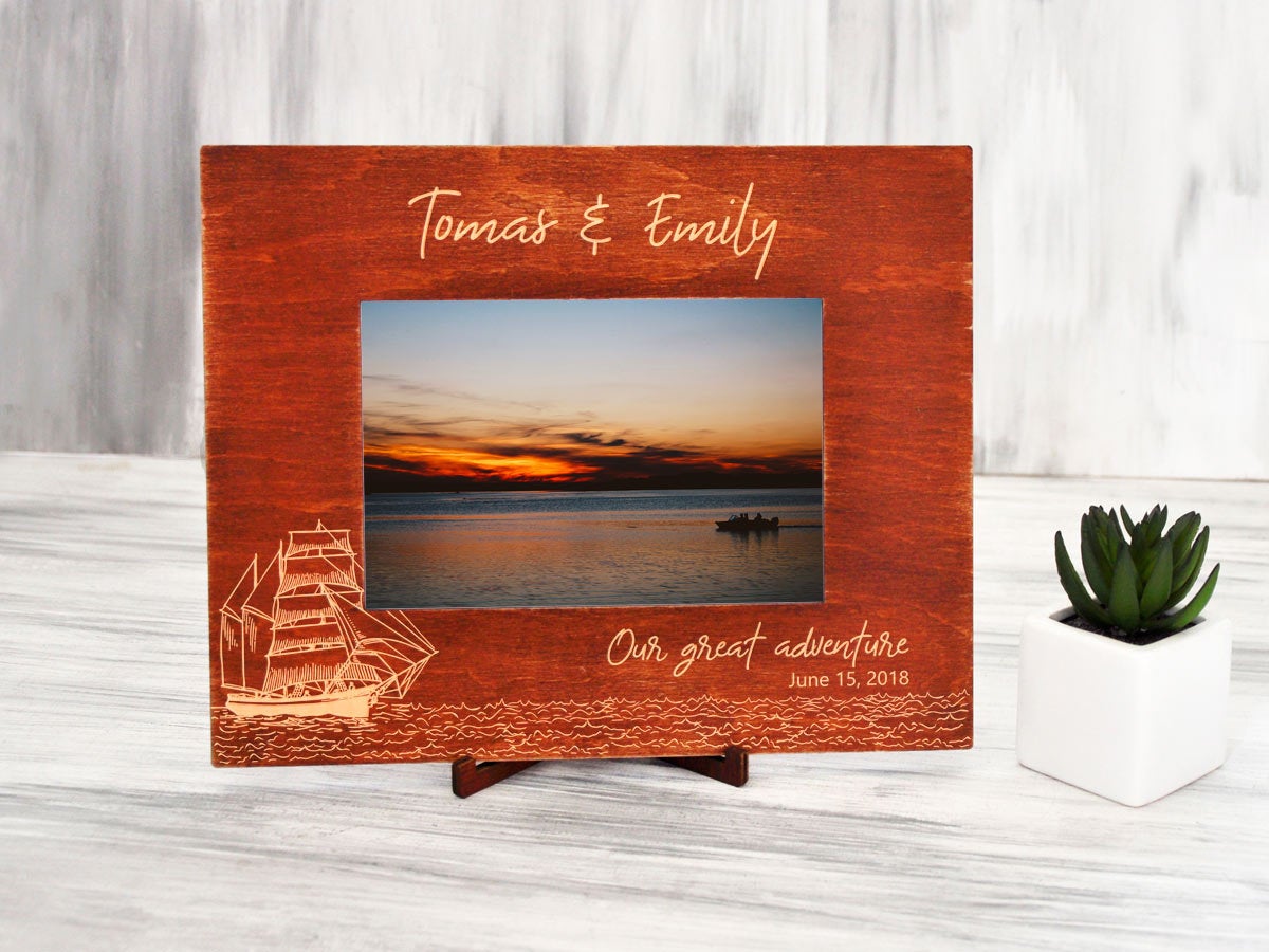 Sea Travels Photo Frame - Destination Wedding Gift for Couple