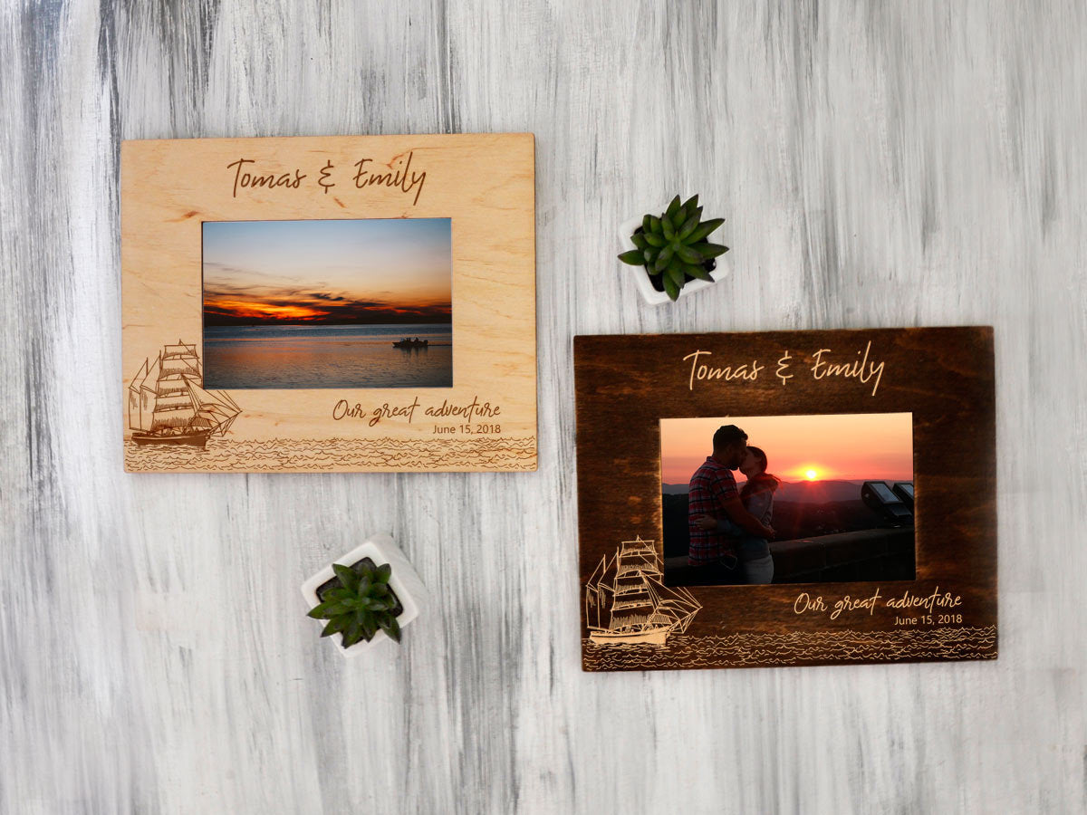 Sea Travels Photo Frame - Destination Wedding Gift for Couple