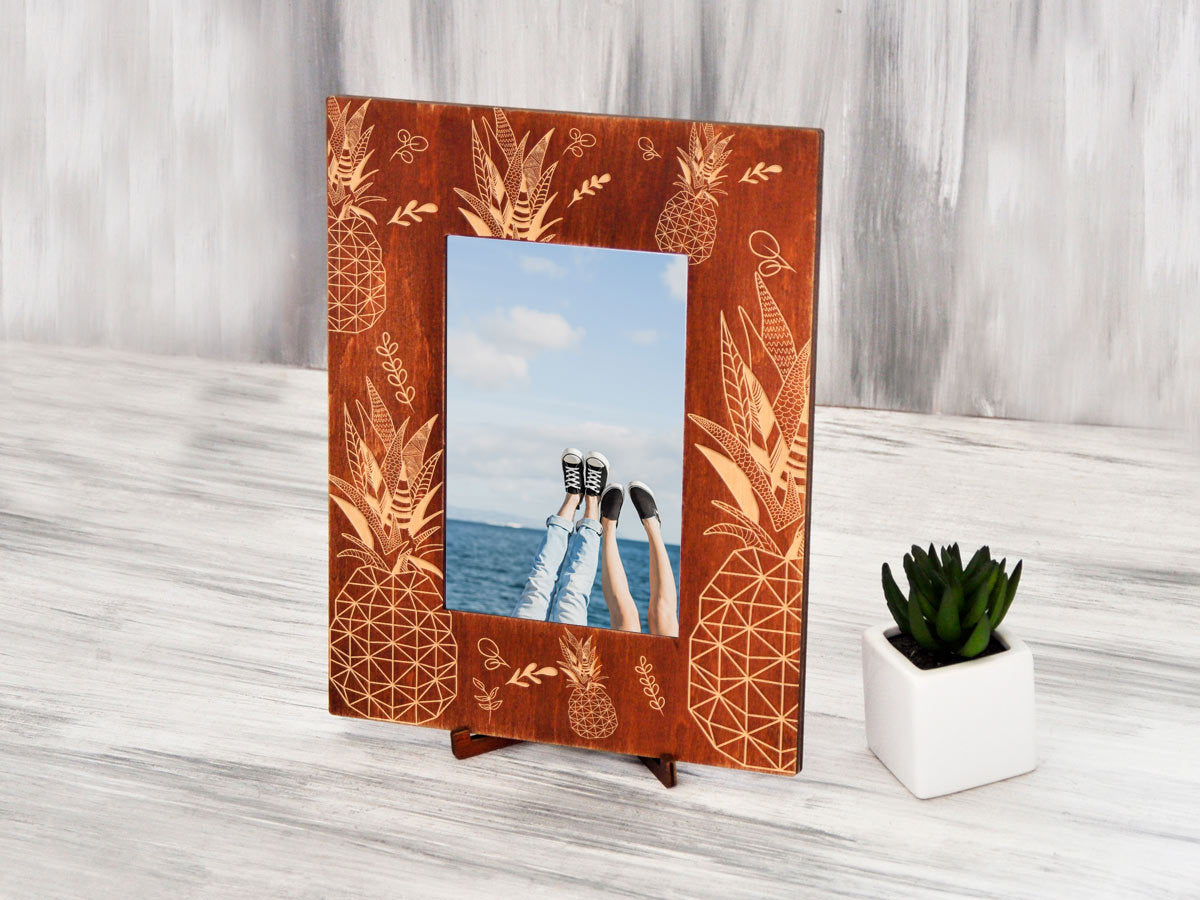 Pineapple Picture Frame - Tropical Wood Photo Frame