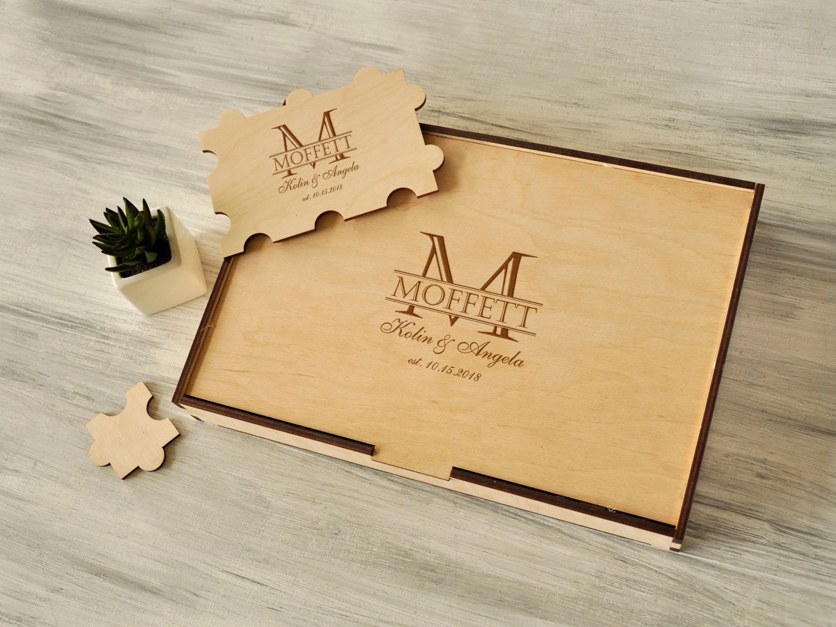 Alternative Guest Book - Wood Monogram Guestbook