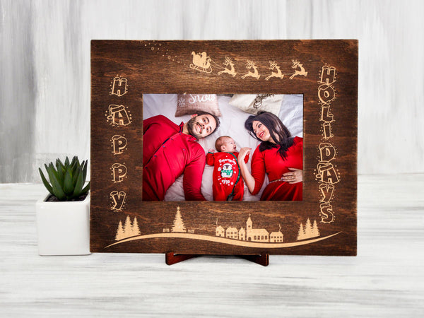 Christmas Picture Frame Happy Holidays - Christmas Gift for Parents