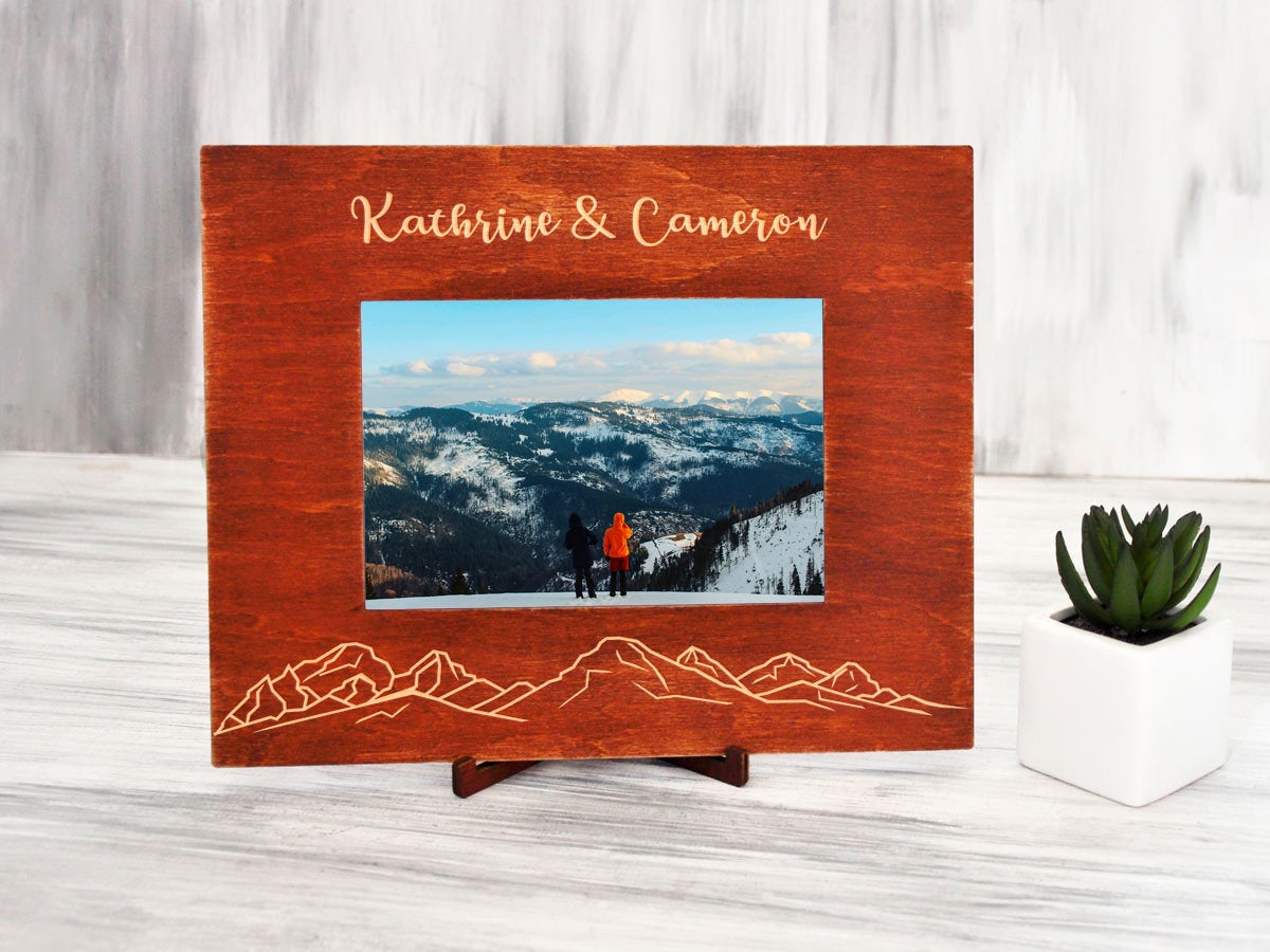 Custom Picture Frame with Mountains - Anniversary Gift