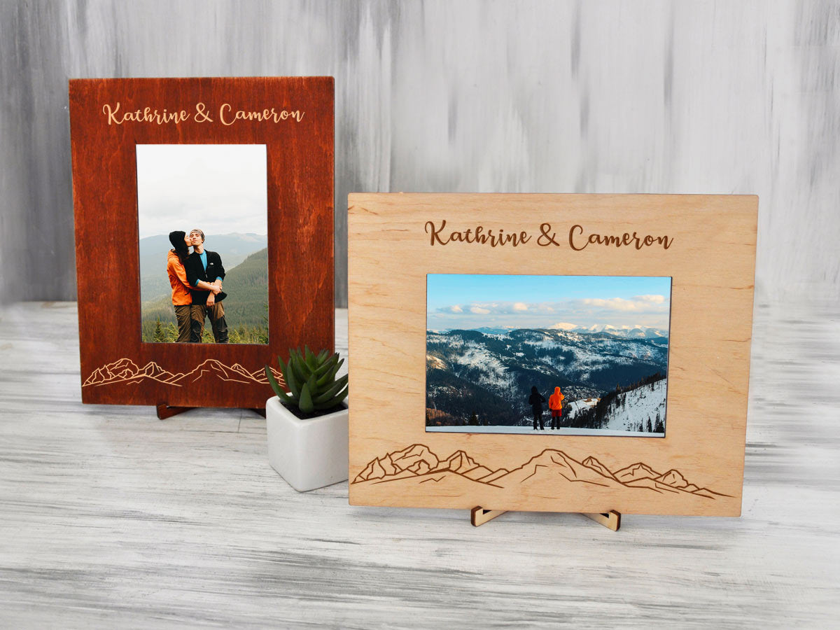 Custom Picture Frame with Mountains - Anniversary Gift