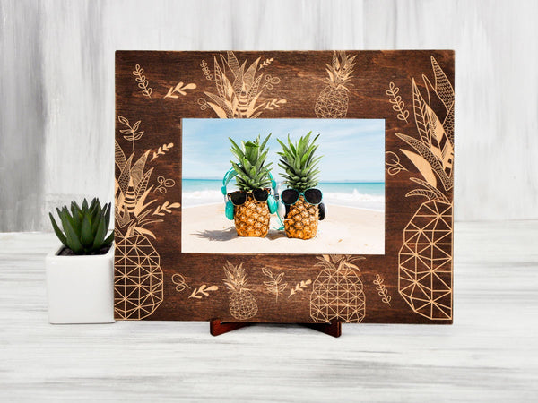 Pineapple Picture Frame - Tropical Wood Photo Frame