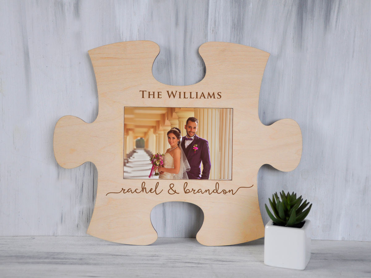 Engraved Puzzle Frame - Engagement Gift for Couple