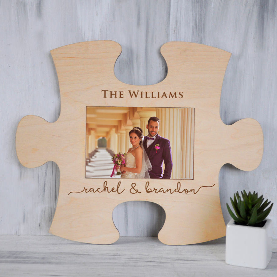 Engraved Puzzle Frame - Engagement Gift for Couple