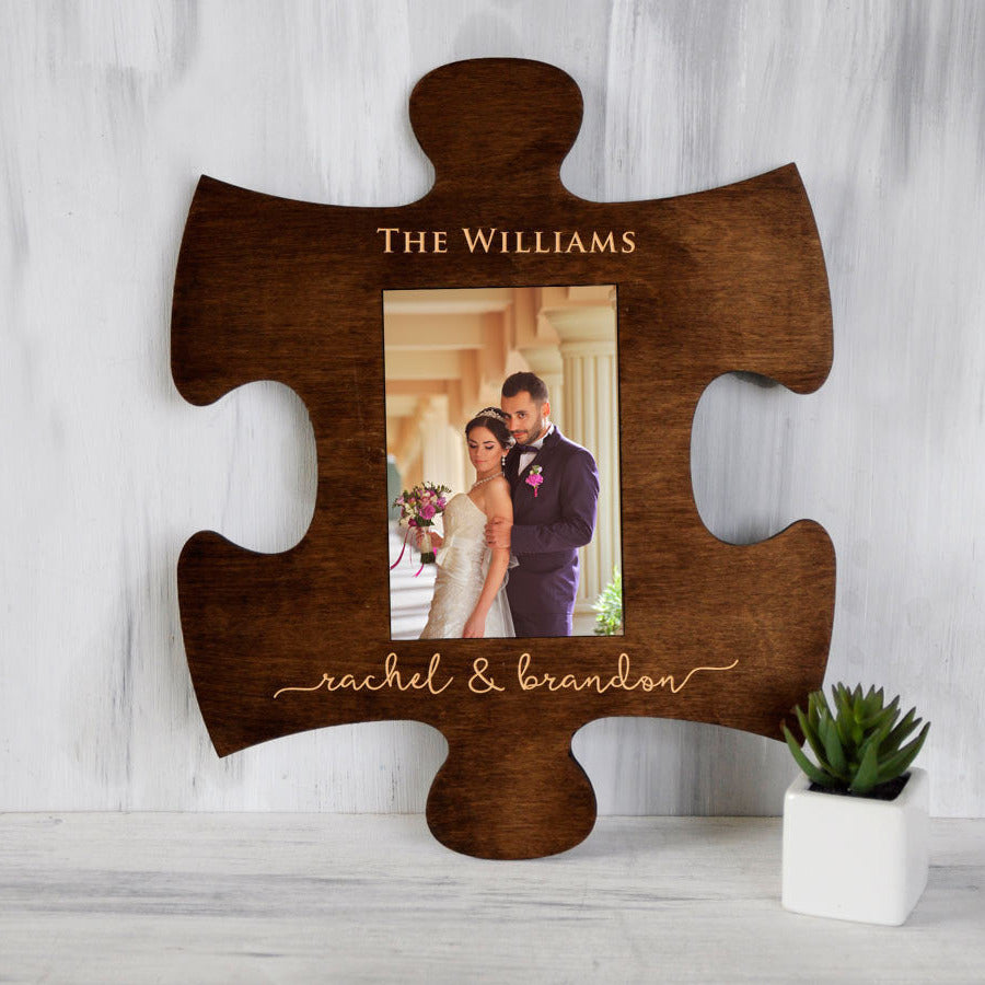 Engraved Puzzle Frame - Engagement Gift for Couple