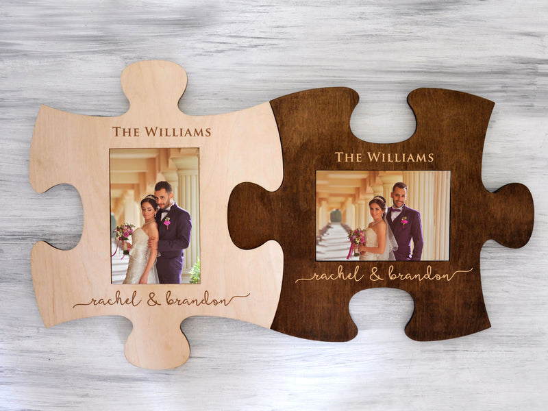 Engraved Puzzle Frame - Engagement Gift for Couple