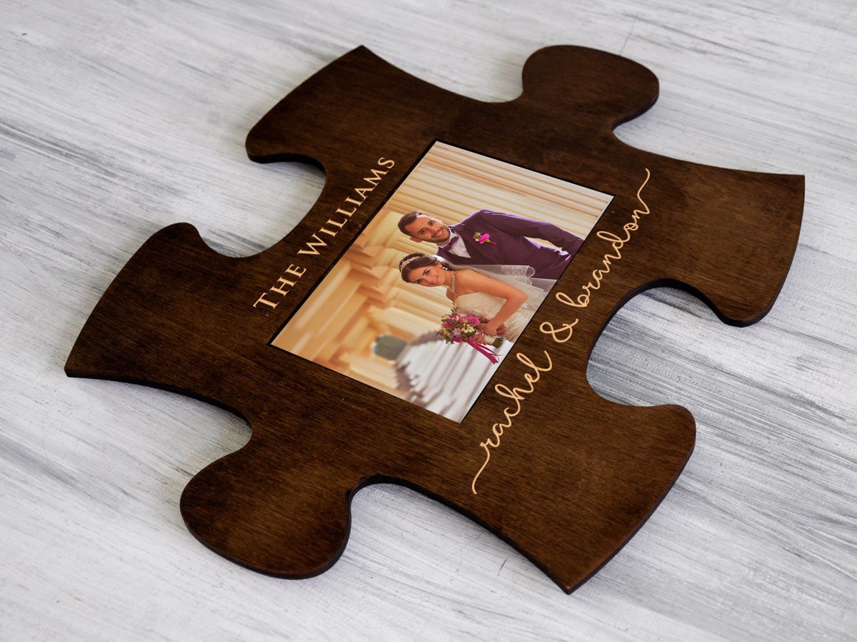 Engraved Puzzle Frame - Engagement Gift for Couple