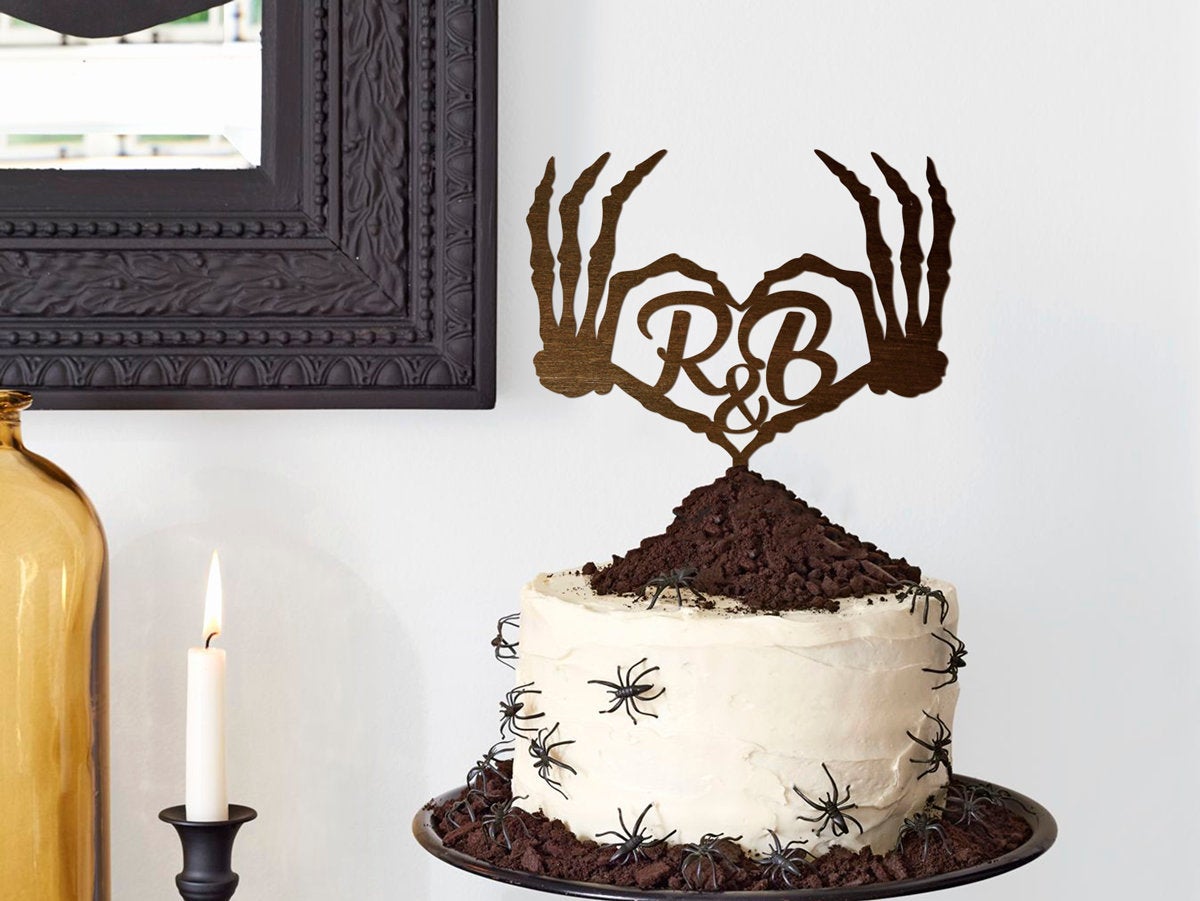 Halloween Wedding Cake Topper - Skull Cake Topper