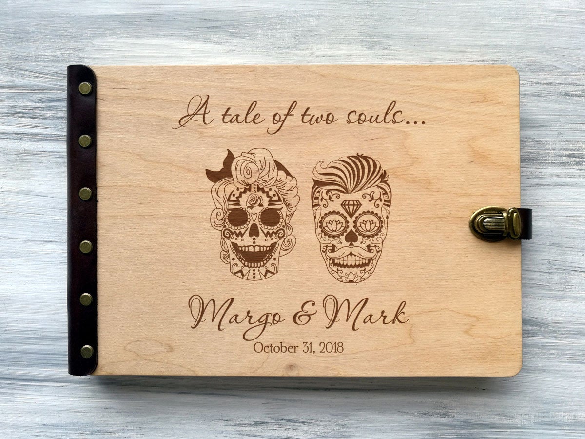 Halloween Wedding Photo Album - Personalized Sugar Skull Wedding Album