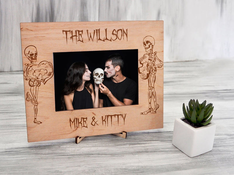 Gothic Wedding Frame with Skeleton Bride & Groom
