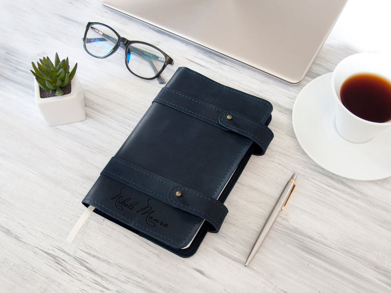 Personalized Leather Notebook with Engraved Name - Boss Gift