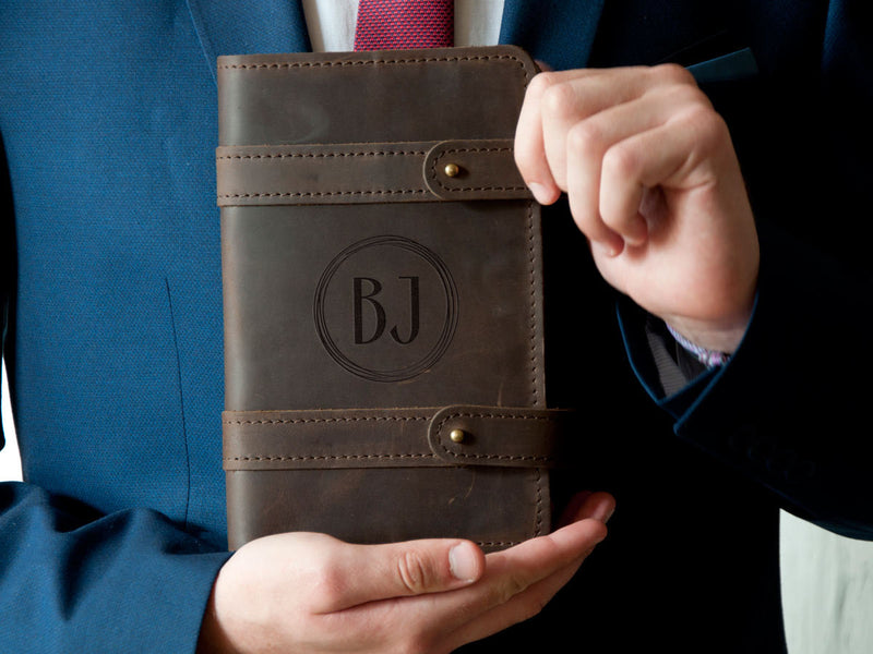 Refillable Leather Journal -Personalized Leather Cover for Son