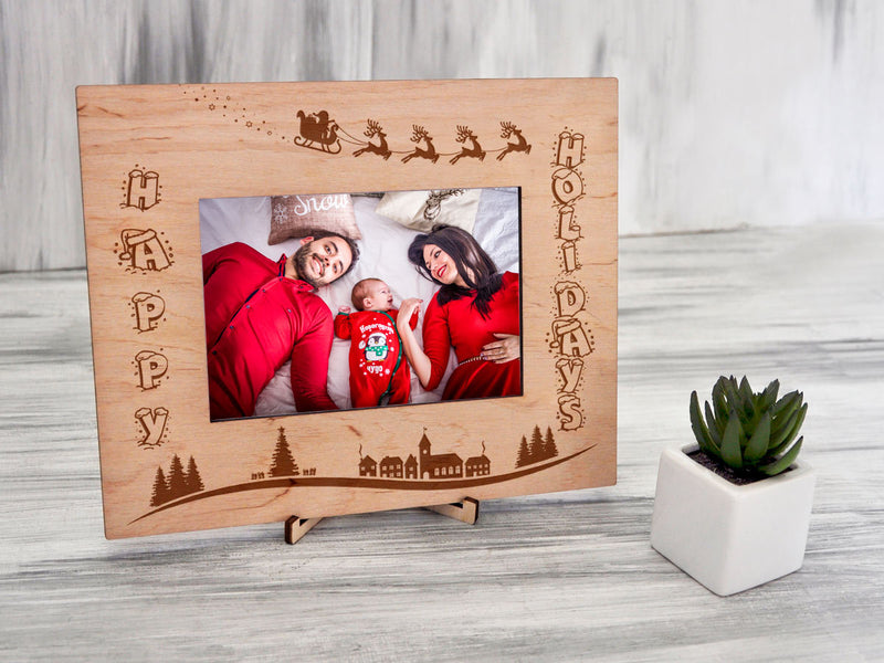 Christmas Picture Frame Happy Holidays - Christmas Gift for Parents
