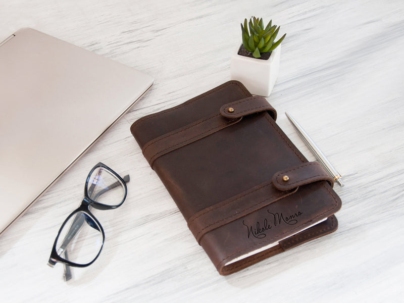 Personalized Leather Notebook with Engraved Name - Boss Gift