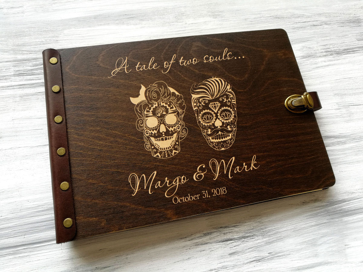 Halloween Wedding Photo Album - Personalized Sugar Skull Wedding Album