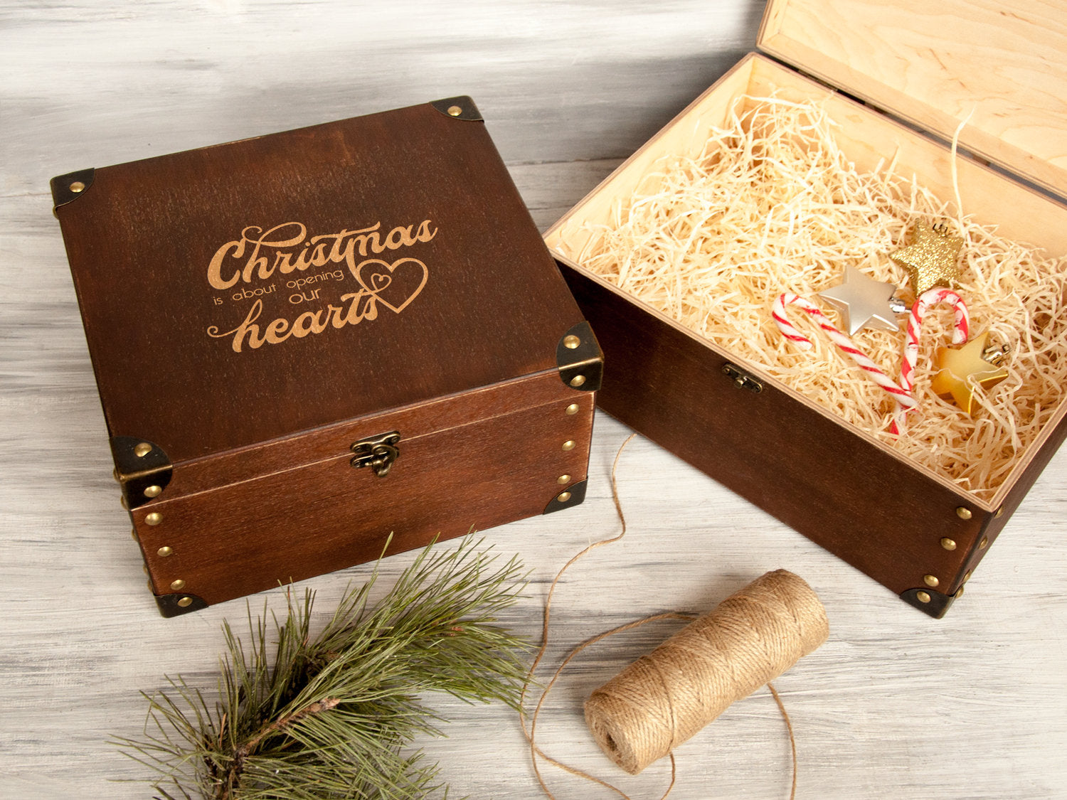 Personalized Festive Box for Christmas with Hearts