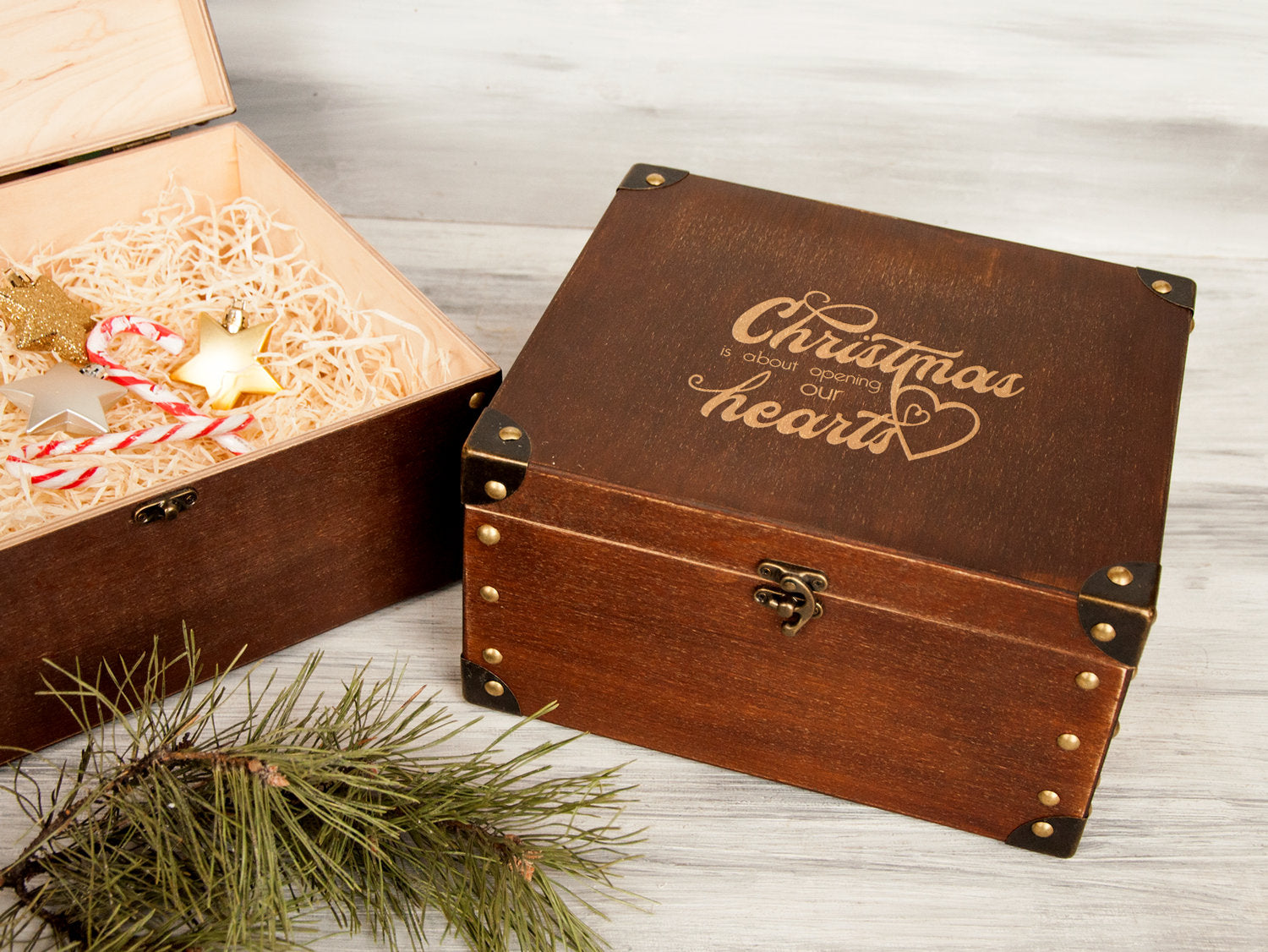 Personalized Festive Box for Christmas with Hearts