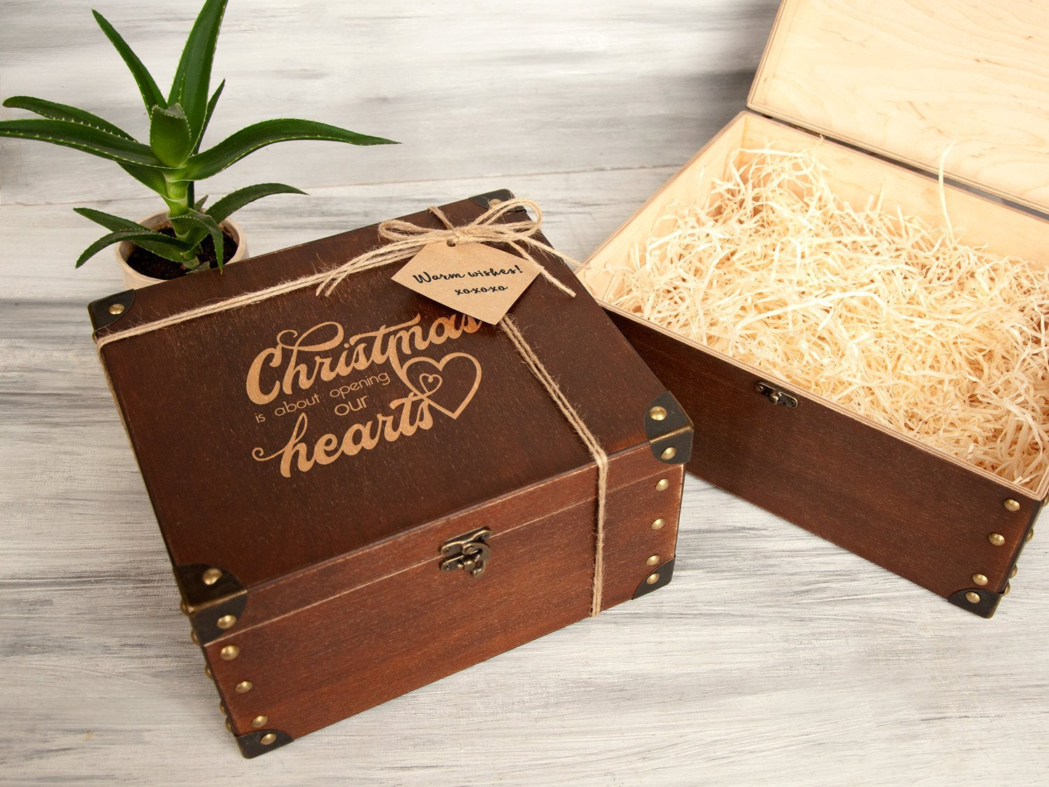 Personalized Festive Box for Christmas with Hearts