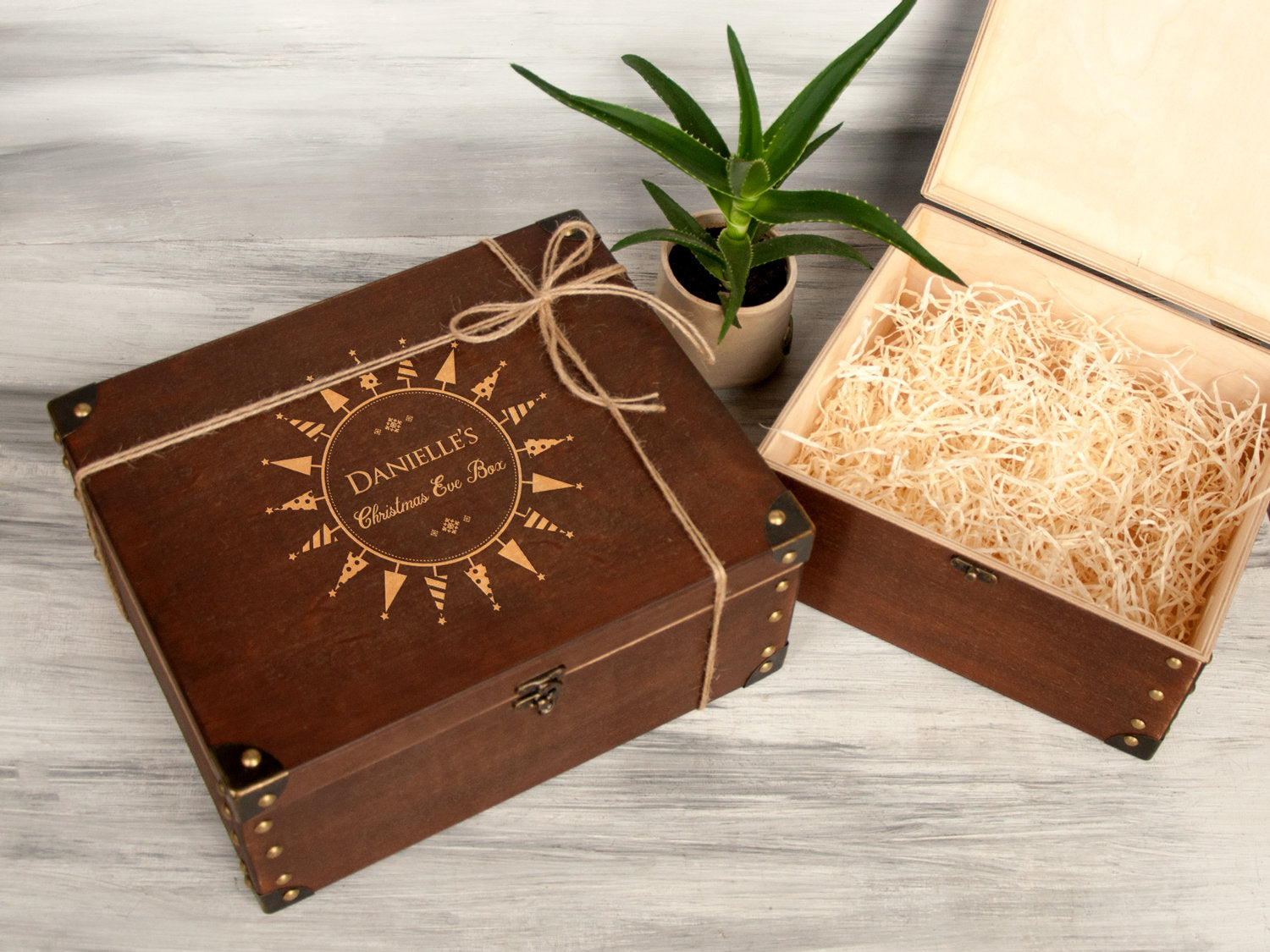 Engraved Wood Keepsake Box - Vintage Christmas Gift Box