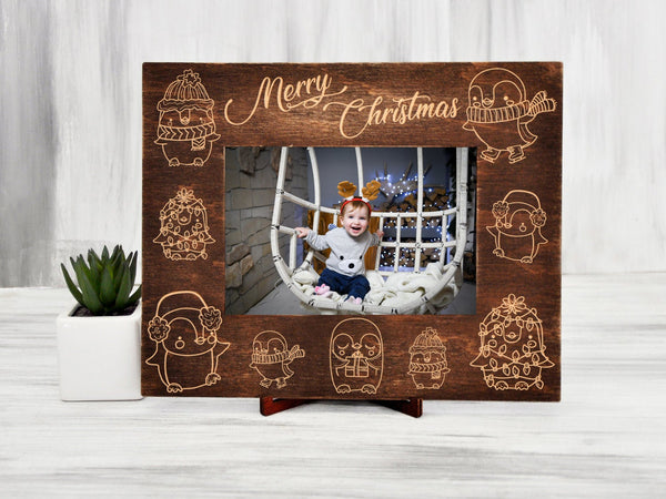 Christmas Picture Frame with Penguin - Baby Frame