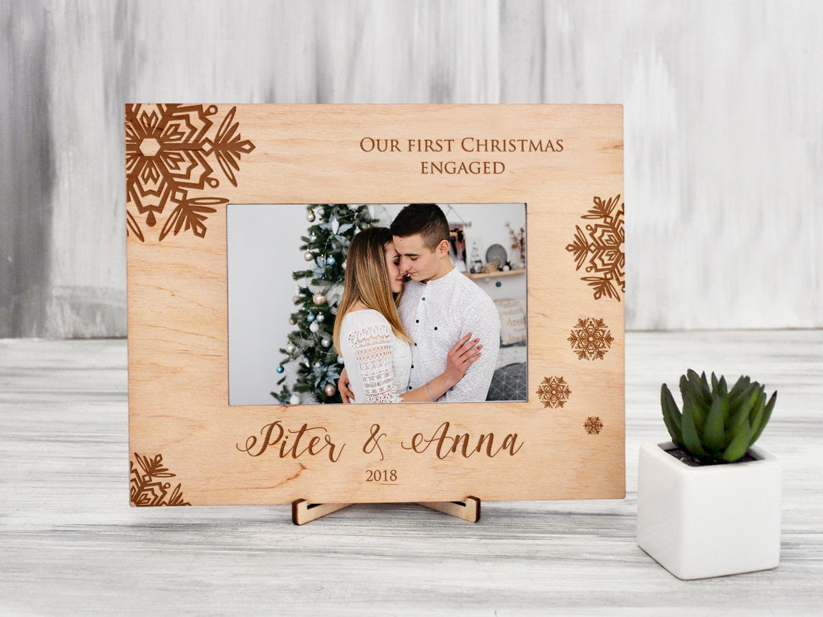 Personalized Christmas Frame - 1st Christmas Engaged